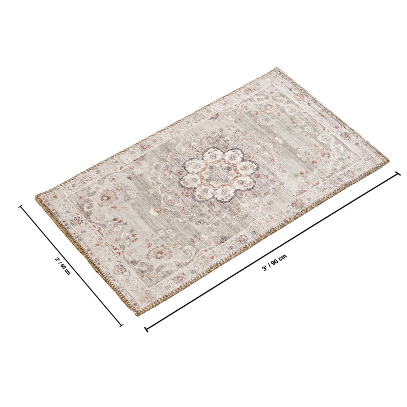 Edens Vintage Medallion Green Indoor Area Rug, 2'x3'