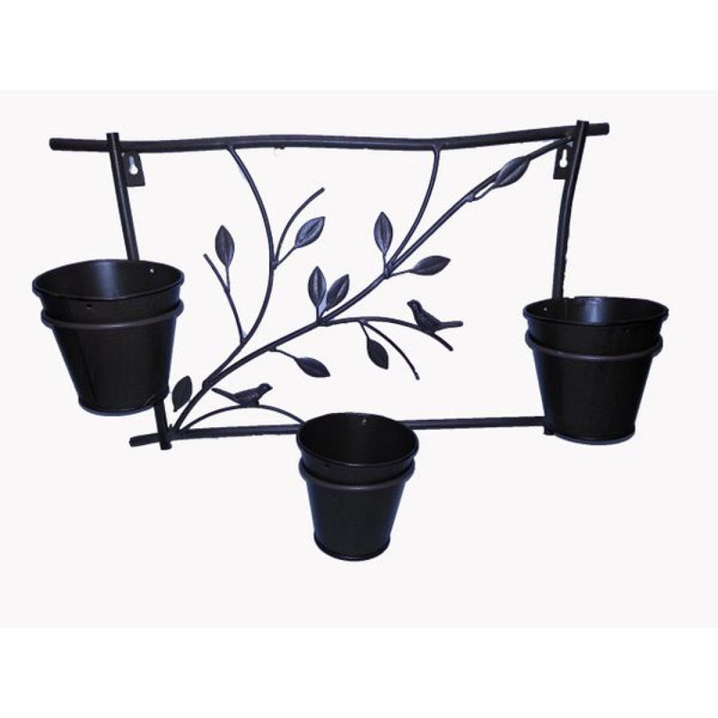 3 Metal Pots On A Decorative Frame Wall Decor