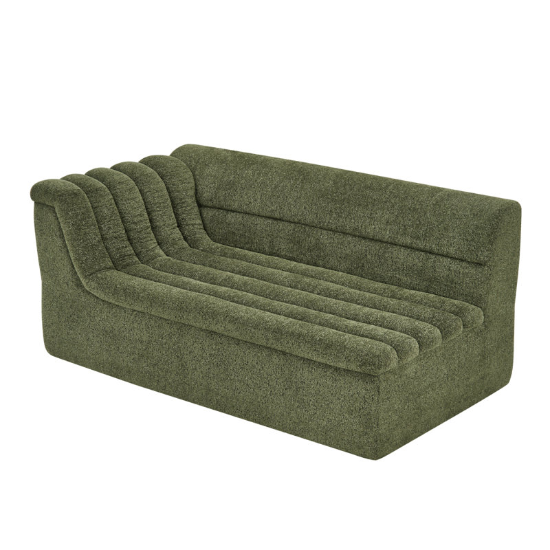 106" L-Shaped Modular Sectional Sofa With Chaise For Living Room, Chenille Upholstered Boneless Couches With Wave-Shaped Armrest, No Pillows Included
