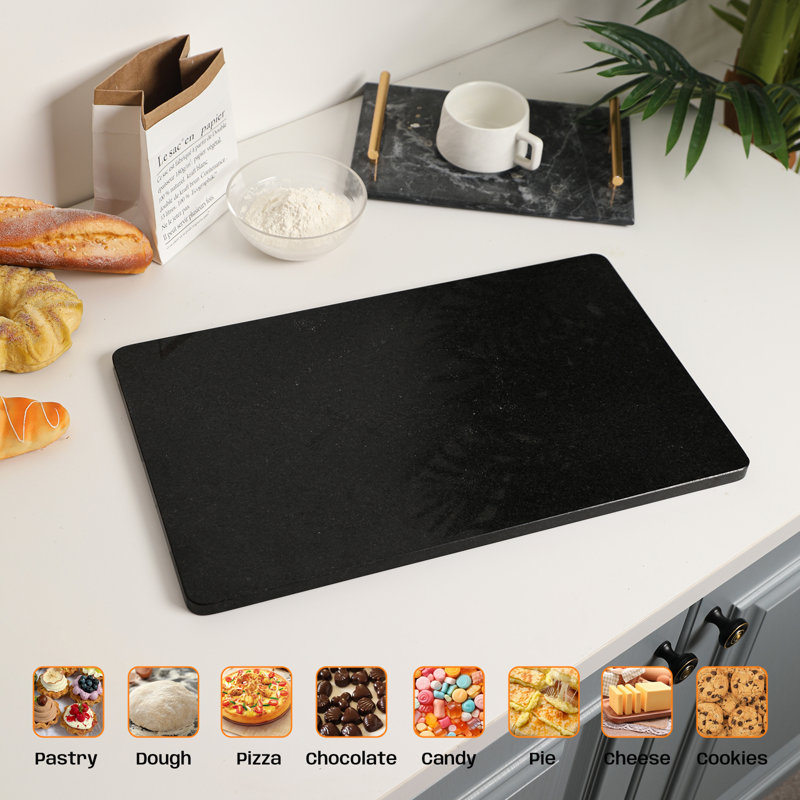 Planche à découper en granit noir Adolif pour la cuisine, 12 po x 20 po, L 20 po x l 12 po, Black Granite
