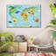 Carte du monde d'animaux domestiques sur toile-1801037675