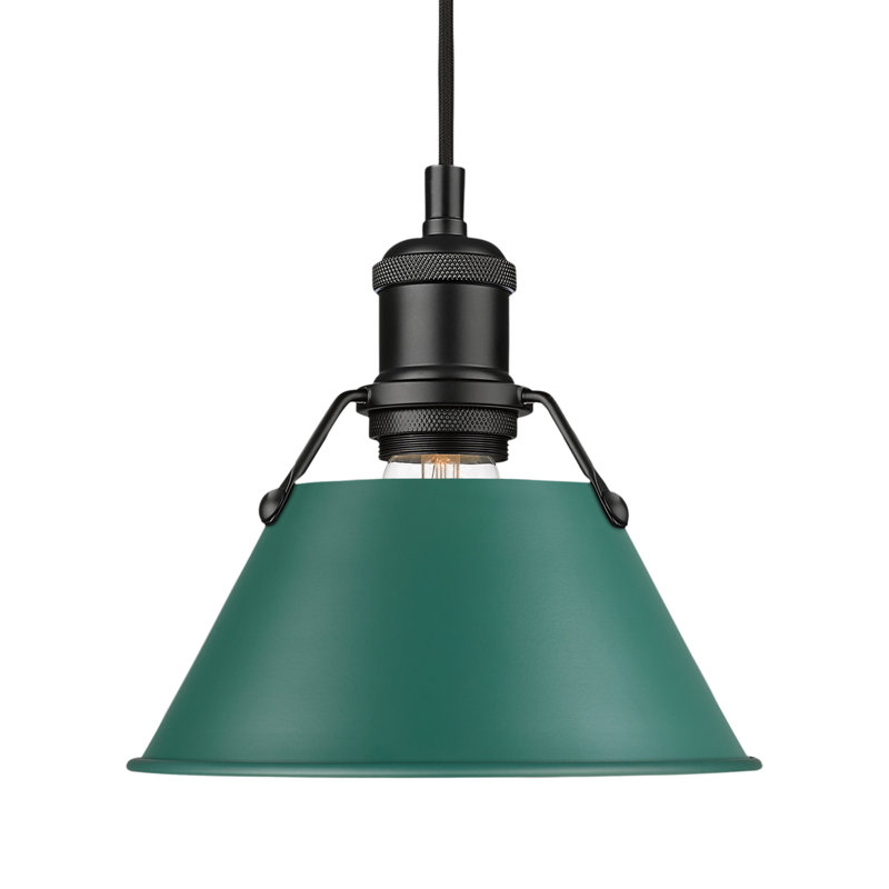 Petit luminaire suspendu Akifumi avec pin vert, H 129 po x l 7,5 po x P 7,5 po, Noir mat
