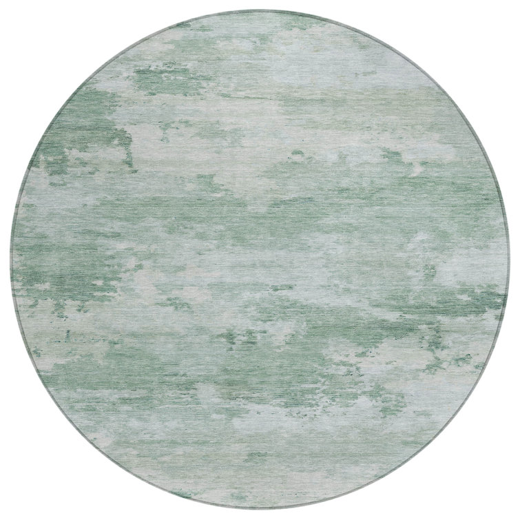 Machine Washable Indoor/Outdoor Xhevrie Mint Rug