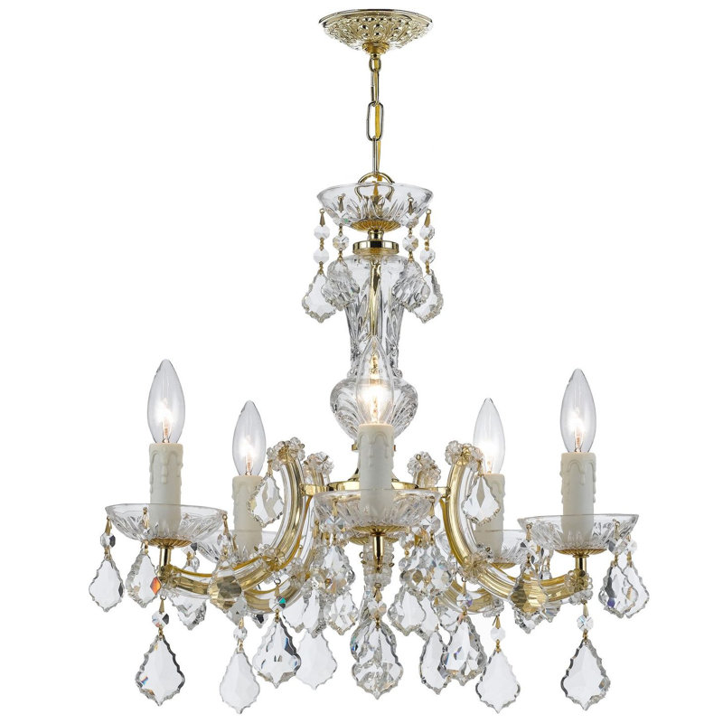 Lustre classique / traditionnel à 5 lumières de style bougie Weekes, Standard, Or