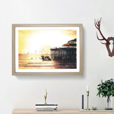 The West Pier on Brighton Beach - Picture Frame Painting Print