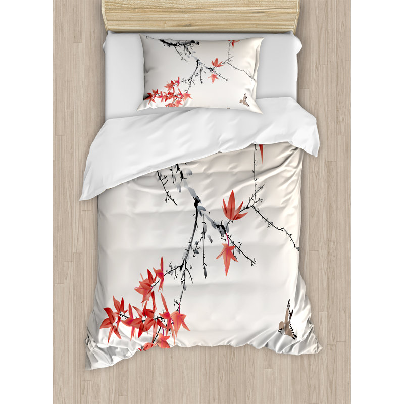 Traditional Polyester Floral Duvet Cover, Twin Duvet Cover + 1 Standard Sham