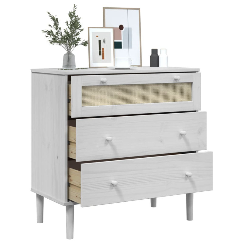 Armoire à tiroirs en bois de pin massif blanc 31,5 x 15,7 x 31,5 po, White