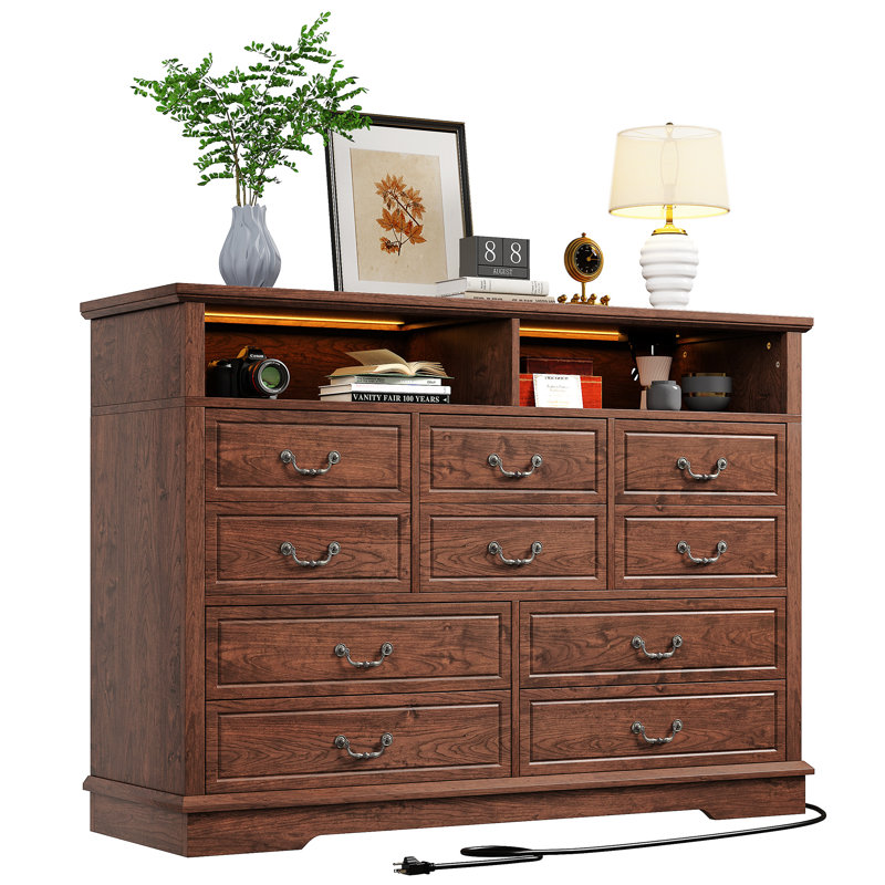 Wood Dresser For Bedroom, Rustic Brown, 10