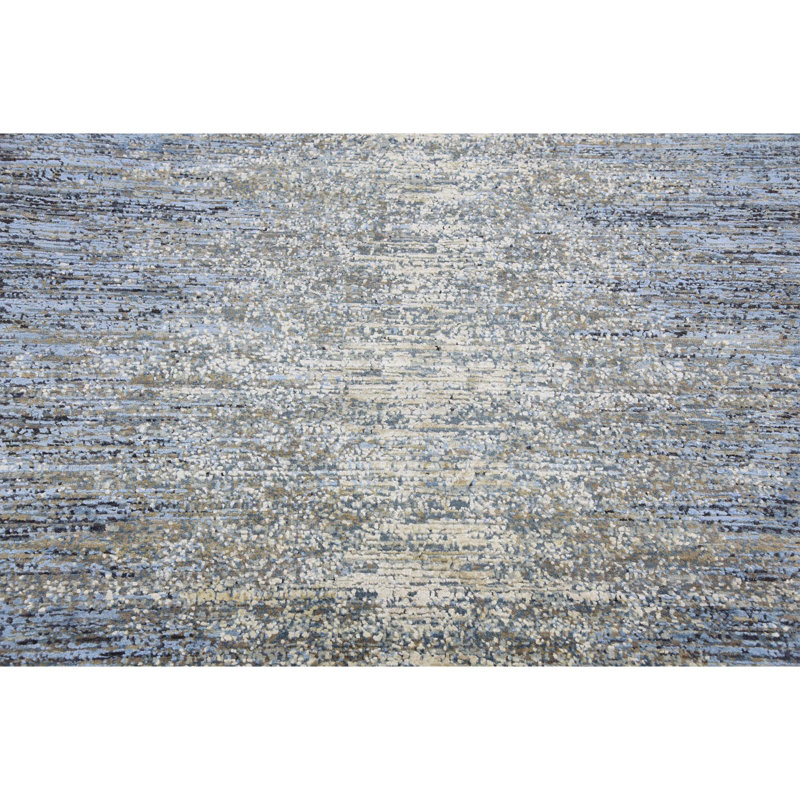 Hand Knotted Abstract Area Rug in Blue/Gray