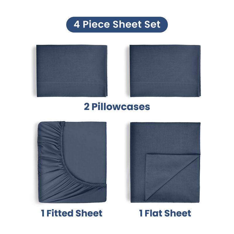 Martex 400 Thread Count Luxury Sheet Set 100% Long Staple Cotton Sateen Weave Silky Soft & Durable, Wrinkle & Fade Resistant, Deep Pocket