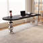 Bureau en bois massif noir demi-cercle-871949778