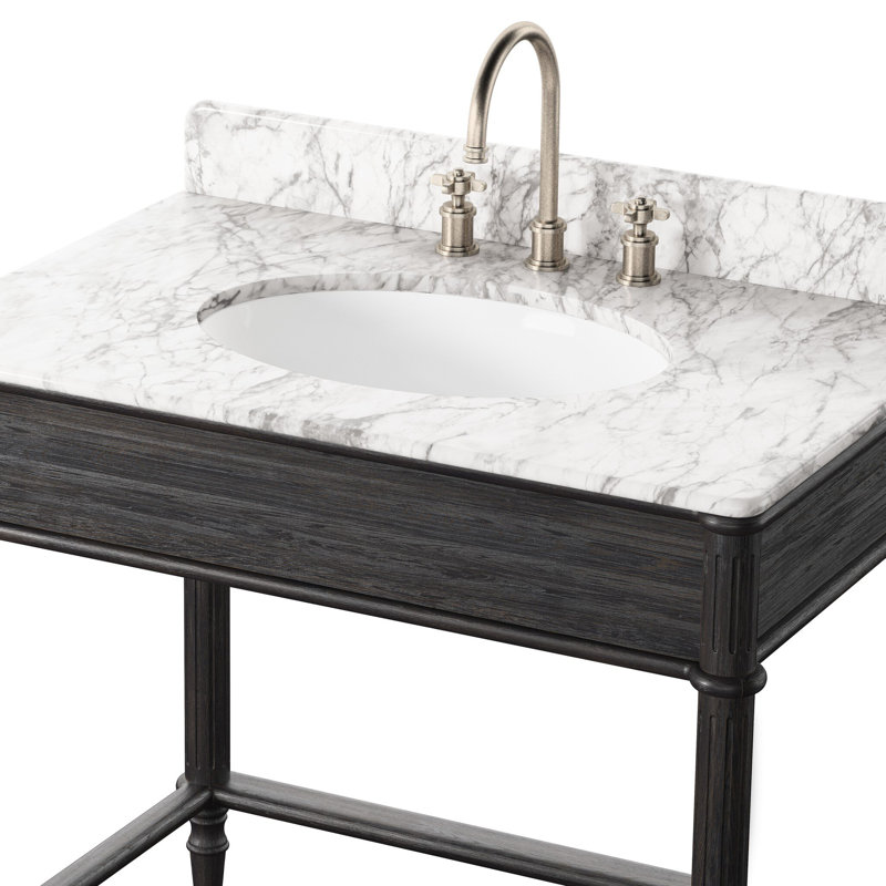 Toulouse Washstand-Washed Blonde Oak, Satin Black