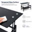 Table basse à plateau relevable en verre avec compartiment de rangement et tablettes ouvertes séparées, plateau de table relevable pour salon, bureau, noir