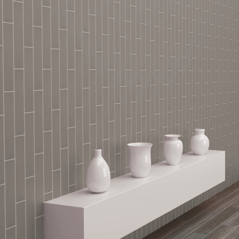 Curvaceous 3" x 12" Ceramic Wall Tile, Gray