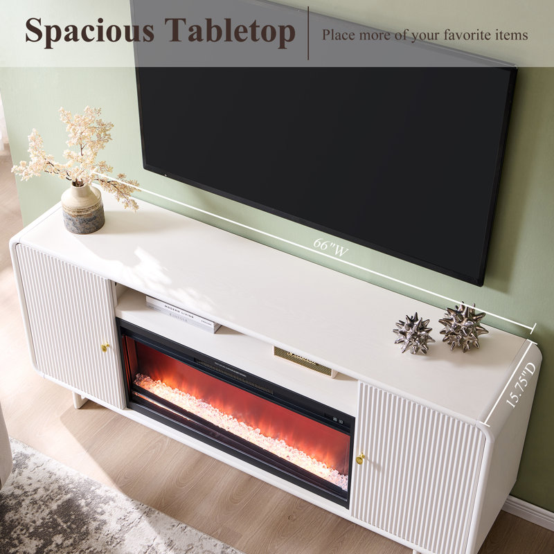 Meuble télé avec foyer 70 po Abrianna, White