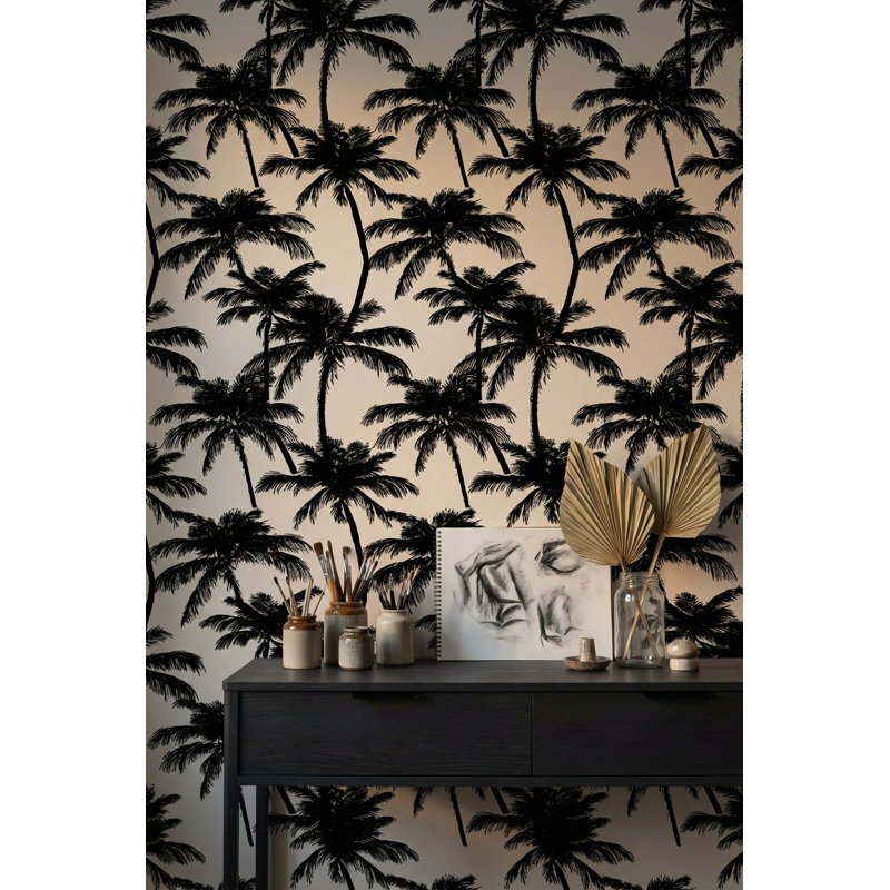 Papier peint palmiers avec silhouette tropicale
