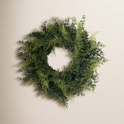 Artificial Buckler Fern and Grass Wreath