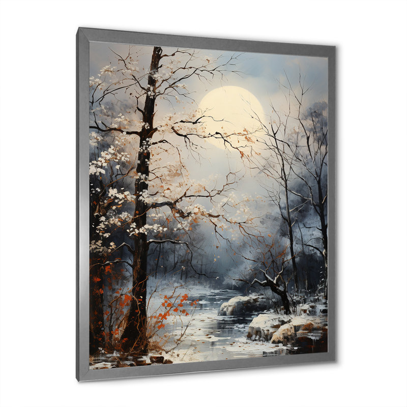 Moonlit Shadows In Winter sur toile, Cadre photo argenté, H 32 po x l 24 po x P 1 po