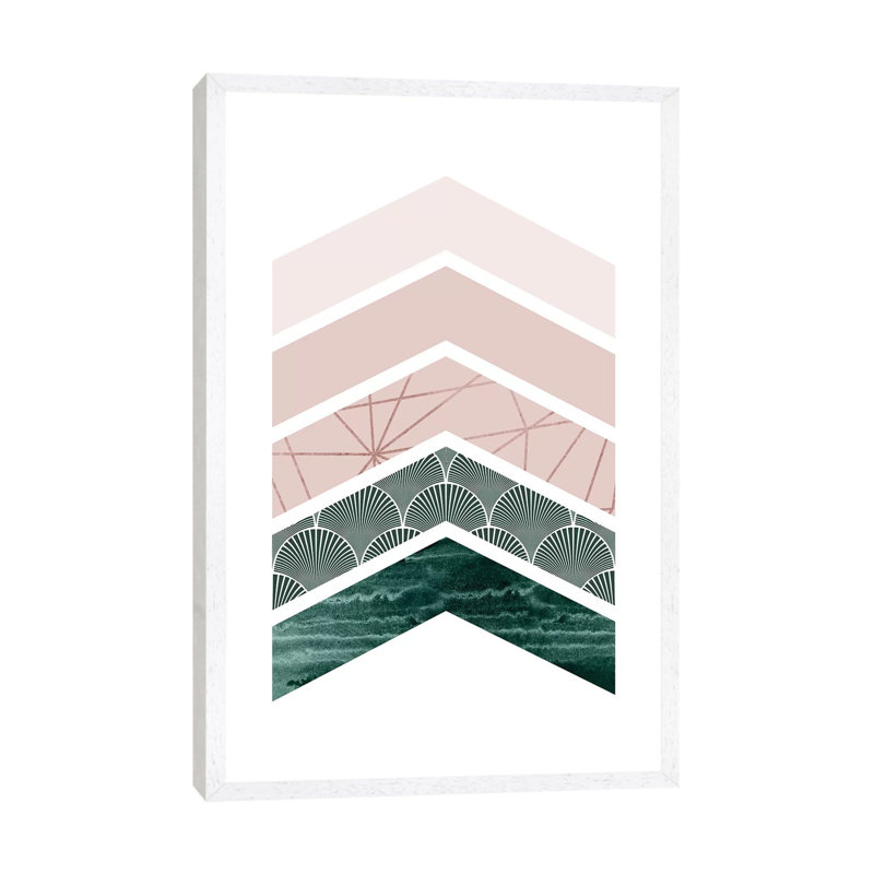 Evergreen Blush Geo I by Urban Epiphany - Print on Canvas, White Framed, 101.6 cm H x 66.04 cm W