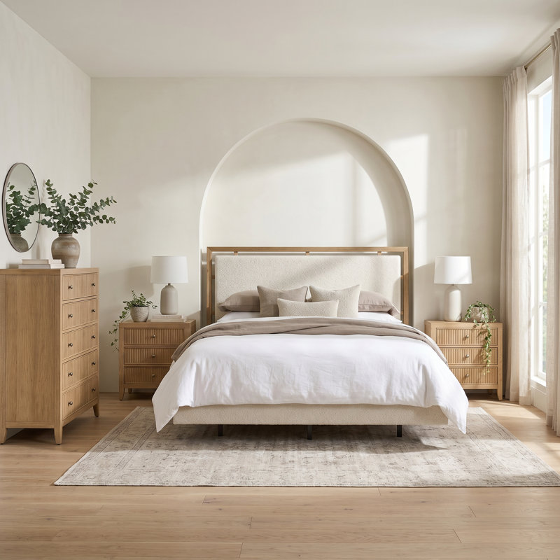 Ensemble de chambre avec très grand lit 3 pièces Avaline Skylark, 4 Pcs: Bed, Chest, 2 Nightstands