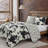 Clara Cream Black Cow Print Cowhide Pattern Reversible Western Southwestern Quilt Set-844212509