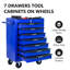 Coffre à outils roulant en métal avec 7 tiroirs, armoire à outils à 7 tiroirs de 20 po avec glissières à roulement à billes, coffre à outils en acier-1093716722