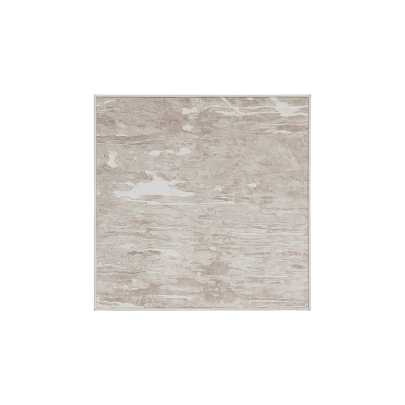 Tapis beige soyeux et moelleux, Carré 7 pi