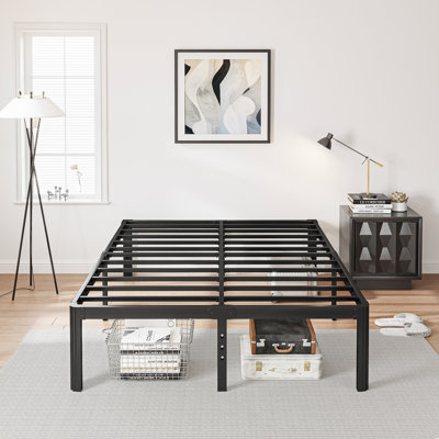 Roseann 18'' Heavy Duty Steel Platform Bed Frame with Round Corners, No Box Spring Needed, Noise Free