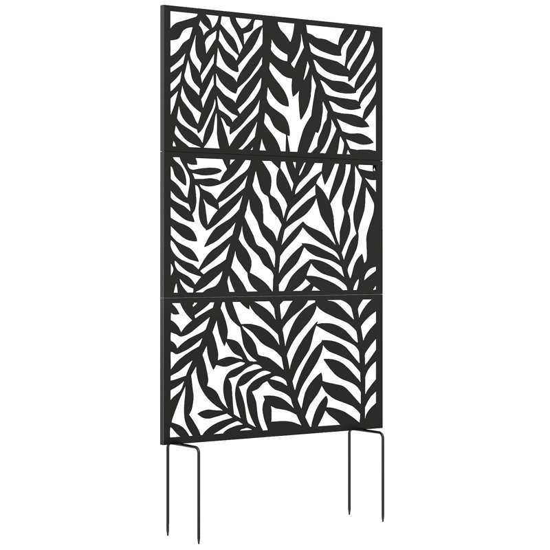 Paravent d'extérieur en métal 72 po x 38 po, noir
