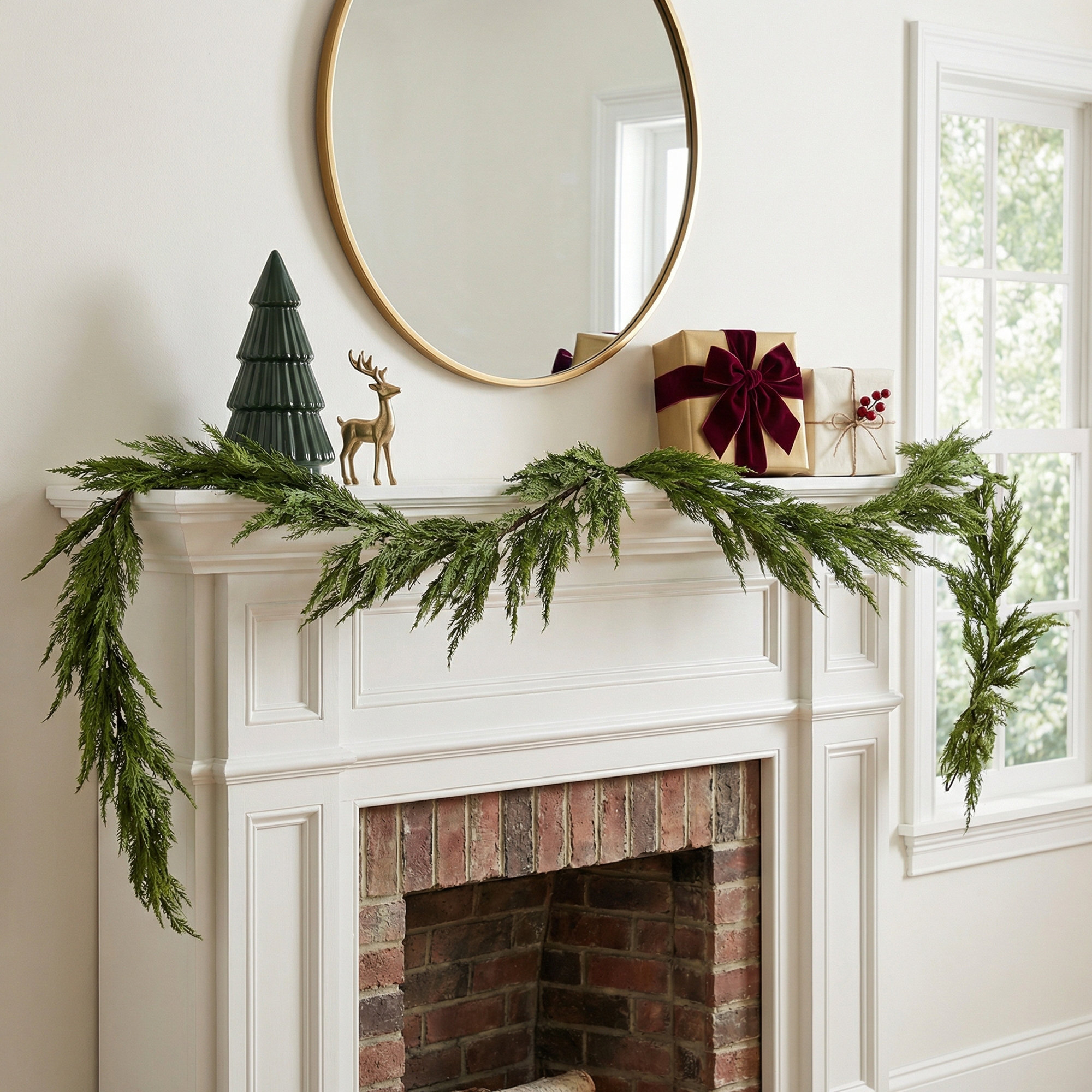 6Ft Faux Evergreen Cedar Christmas Garland