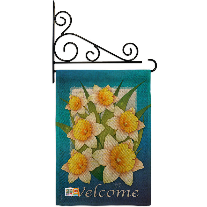 Daffodils 2 côtés en toile jute 19 x 13 po drapeau de jardin