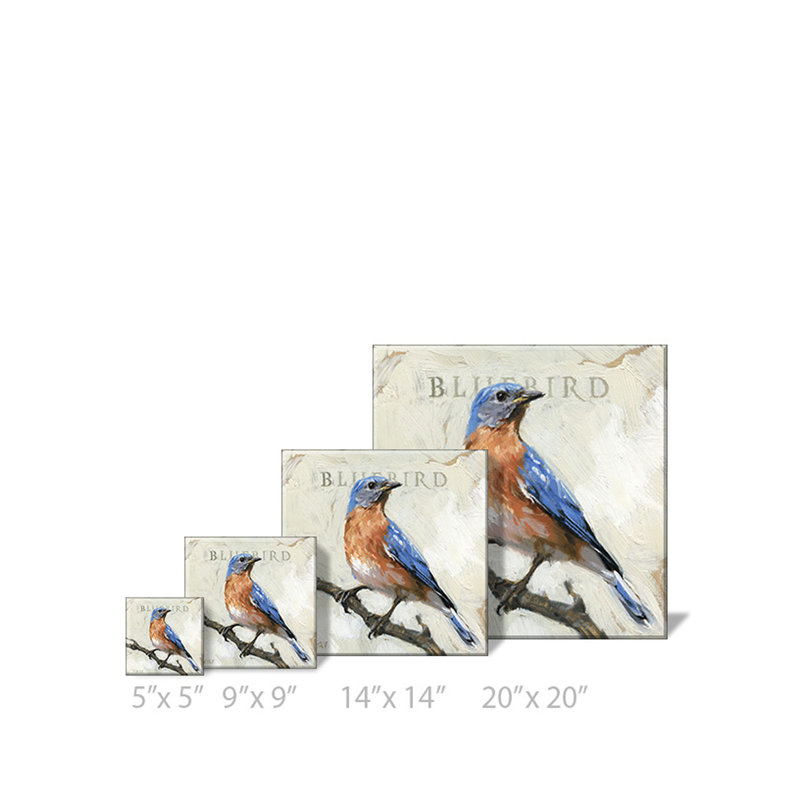 Art mural giclée oiseau bleu, H 20 po x l 20 po x P 1 po