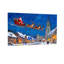 Noël père Noël survolant la ville enneigée-470346113