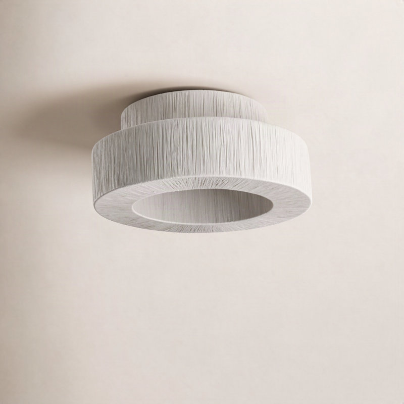 Luminaire encastré à abat-jour cylindrique moderne en métal 17,7 po Abbie, H 8,3 po x l 17,7 po x P 17,7 po, Crème