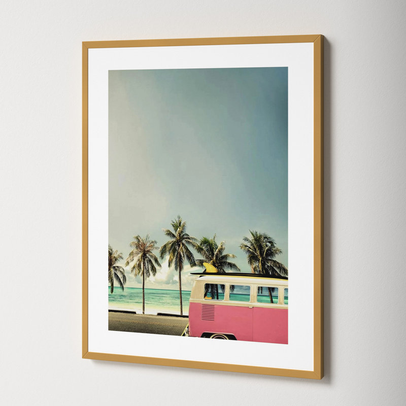 Surf Bus Pink by Design Fabrikken, Gold, 19.5" H x 15" W x 0.75" D