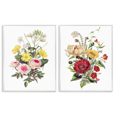 Mixed Flower Bushels 2pc Framed Giclee Set, design by Lettered and Lined