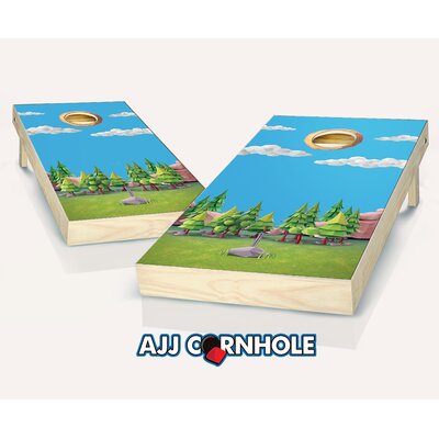 AJJ Cornhole 107-Sword In Stone with red/navy bags