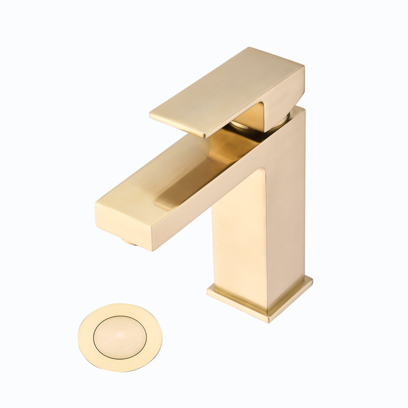 Single-handle Bathroom Faucet with Drain Assembly, Brushed Gold