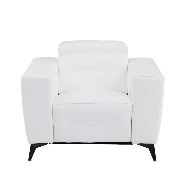 Fauteuil inclinable électrique en cuir fleuri Waad, Blanc