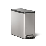 Reset 2.5-Gallon Bathroom Trash Can, Slim Stainless Steel Step Trash Can with Quiet-Close Lid