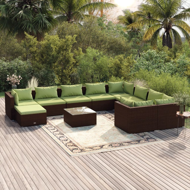Ensemble modulaire de patio 23,6 po de large avec coussins, Rouge cannelle, Brun