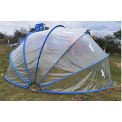 18ft Ground-Mounted Retractable Pool Cover, PVC Film Fiberglass Rod Pool Fence, Outdoor Pool Accessories, Suitable for 17.7FT and smaller Round Pools