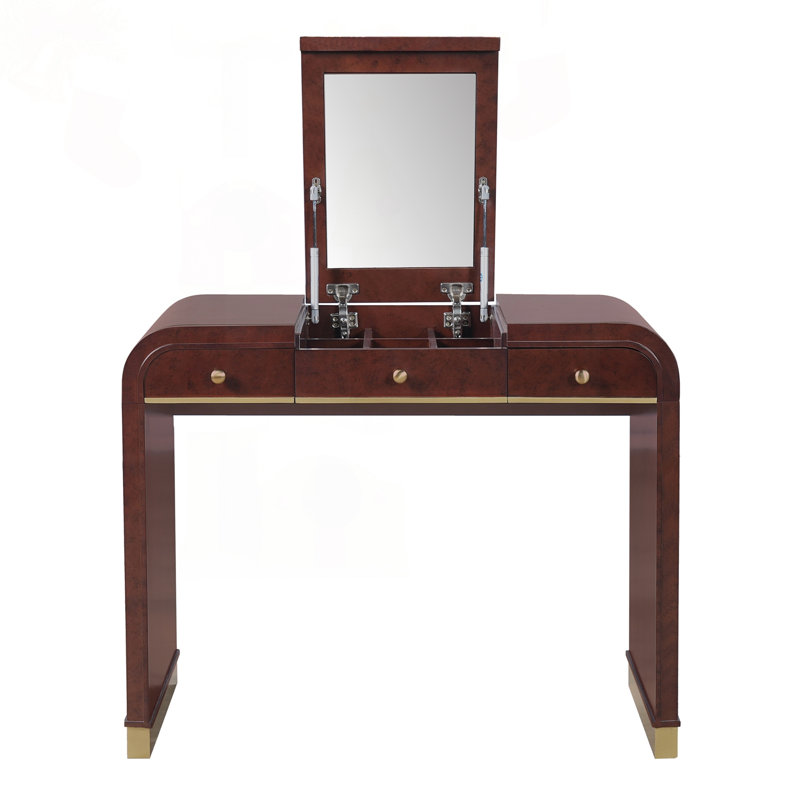 Élégant meuble-lavabo 3-en-1 avec miroir rabattable et tiroirs de rangement