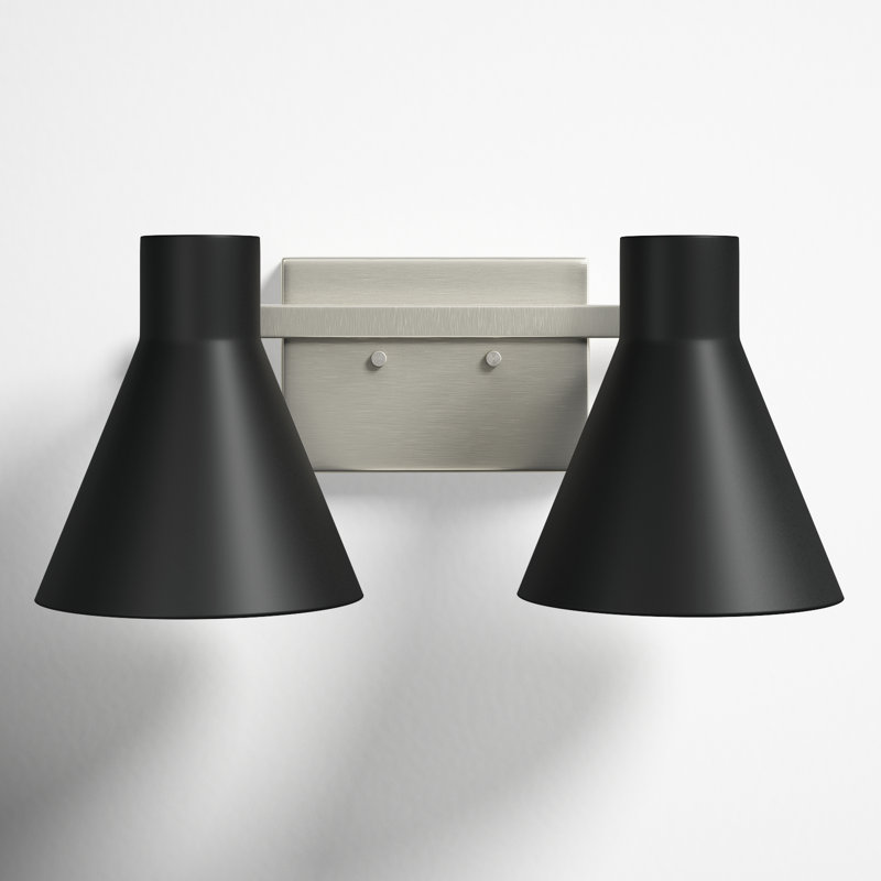 Byers 2-Light Dimmable Steel Vanity Light, Brushed Nickel, No