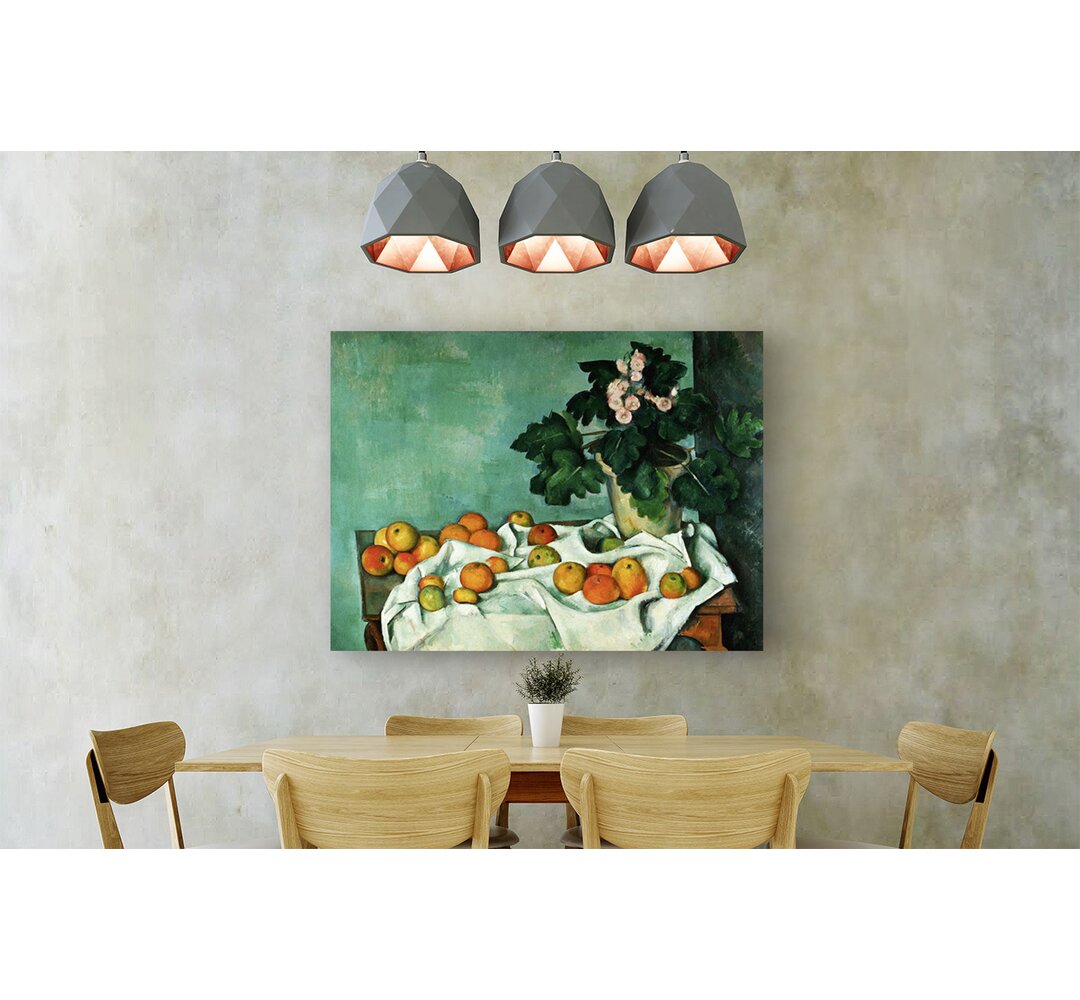 Leinwandbild Äpfel und Primeln von Paul Cezanne