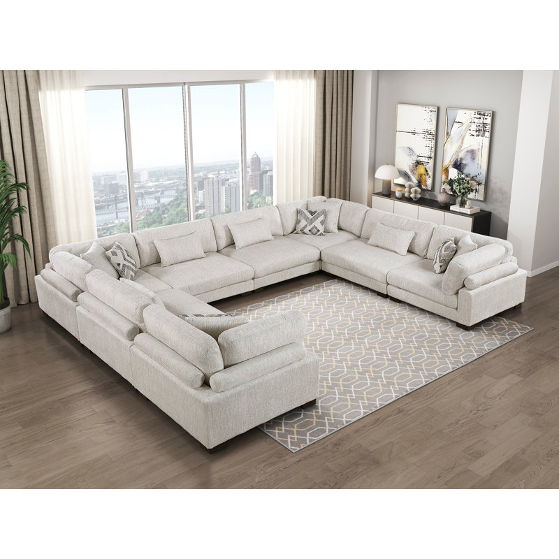 Canapé modulaire 8 pièces Conners, Microfibre/microsuède beige