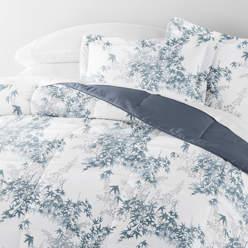 Full Blue Down Alternative Reversible Comforter Set