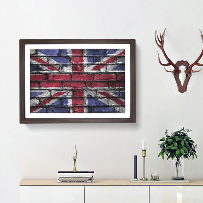 Union Jack Brick Wall Graffiti - Picture Frame Graphic Art Print