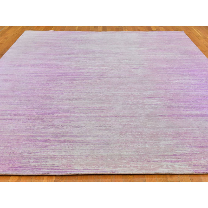 Tapis à motif de dégradé horizontal en laine vierge à poils zéro 10 pi x 14 pi 2 po rose avec touches ivoire noué à la main 907CBFDE9C054F1B9B1F9EF4C0C2B549