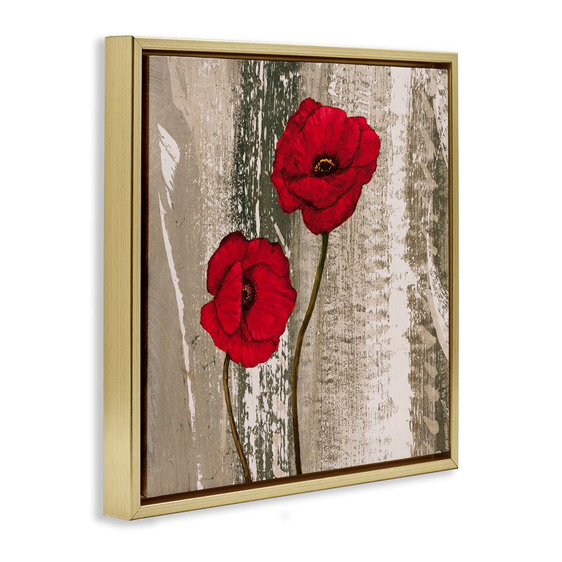  «Rustic Red Anemones», art mural encadré flottant par Brian Foster, H 25 po x l 25 po, Cadre flottant métallique doré